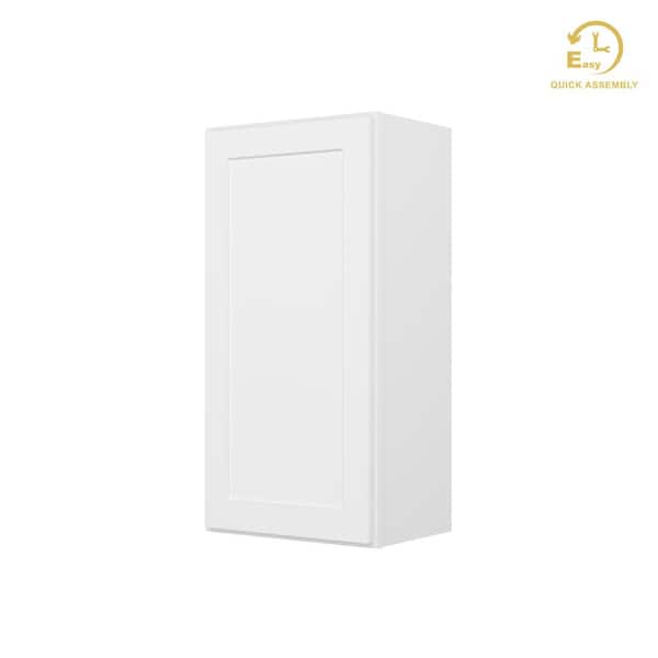 RoomyLife Easy-DIY 18 in. W x 12 in. D x 36 in. H Ready to Assemble Wall Kitchen Cabinet in Shaker White 1-Door-2 Shelves