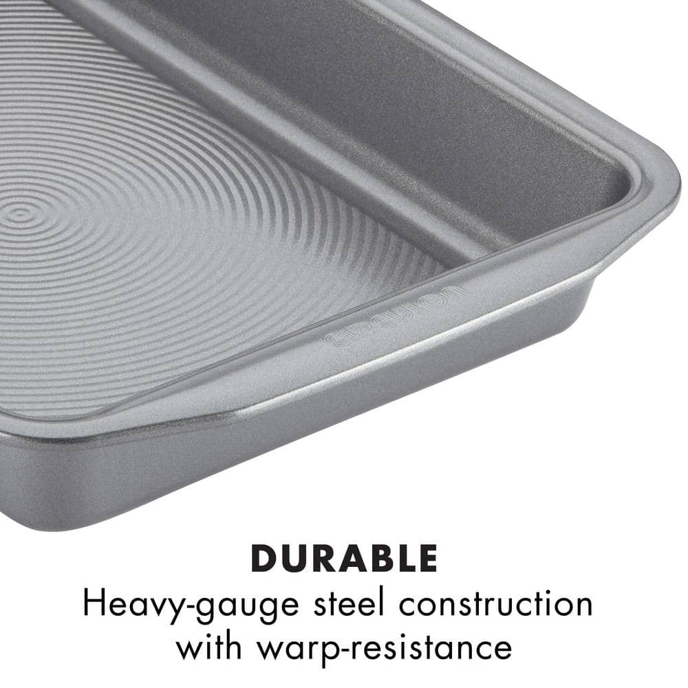 Gray Nonstick Aluminum Rectangular Cake Pan with Wide Handles