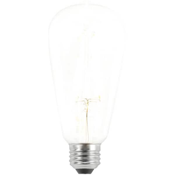 EcoSmart 75-Watt Equivalent ST19 Antique Edison Dimmable Clear Glass Filament Vintage Style LED Light Bulb Daylight (2-Pack)