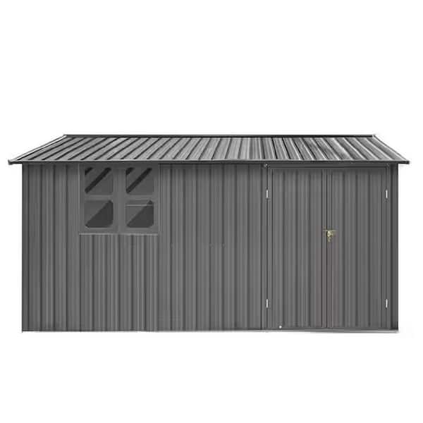 10 ft. W x 12 ft. D Gray Garden Shed with Sliding Door and Window (120 sq. ft. )
