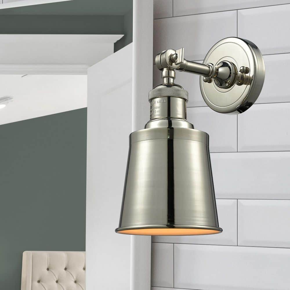 Addison 1-Light Polished Nickel Wall Sconce with Nickel Metal Shade price history on PriceWatchPro