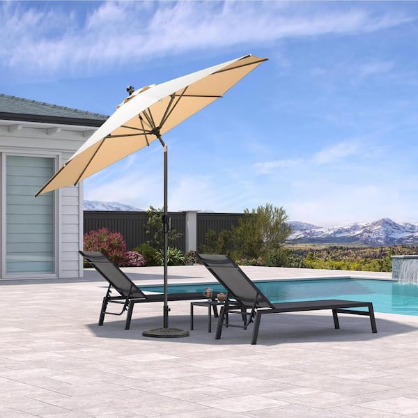 10 ft. Octagon Aluminum Auto-Tilt Outdoor Patio Market Umbrella in Beige