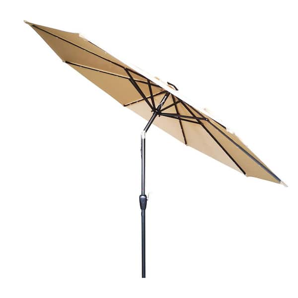 cenadinz 9 ft. Market Patio Umbrella with LED Lights in Sand