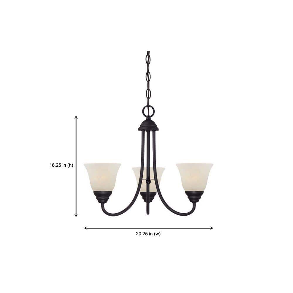 Kendall Mini Bronze Chandelier with Alabaster Glass Shades
