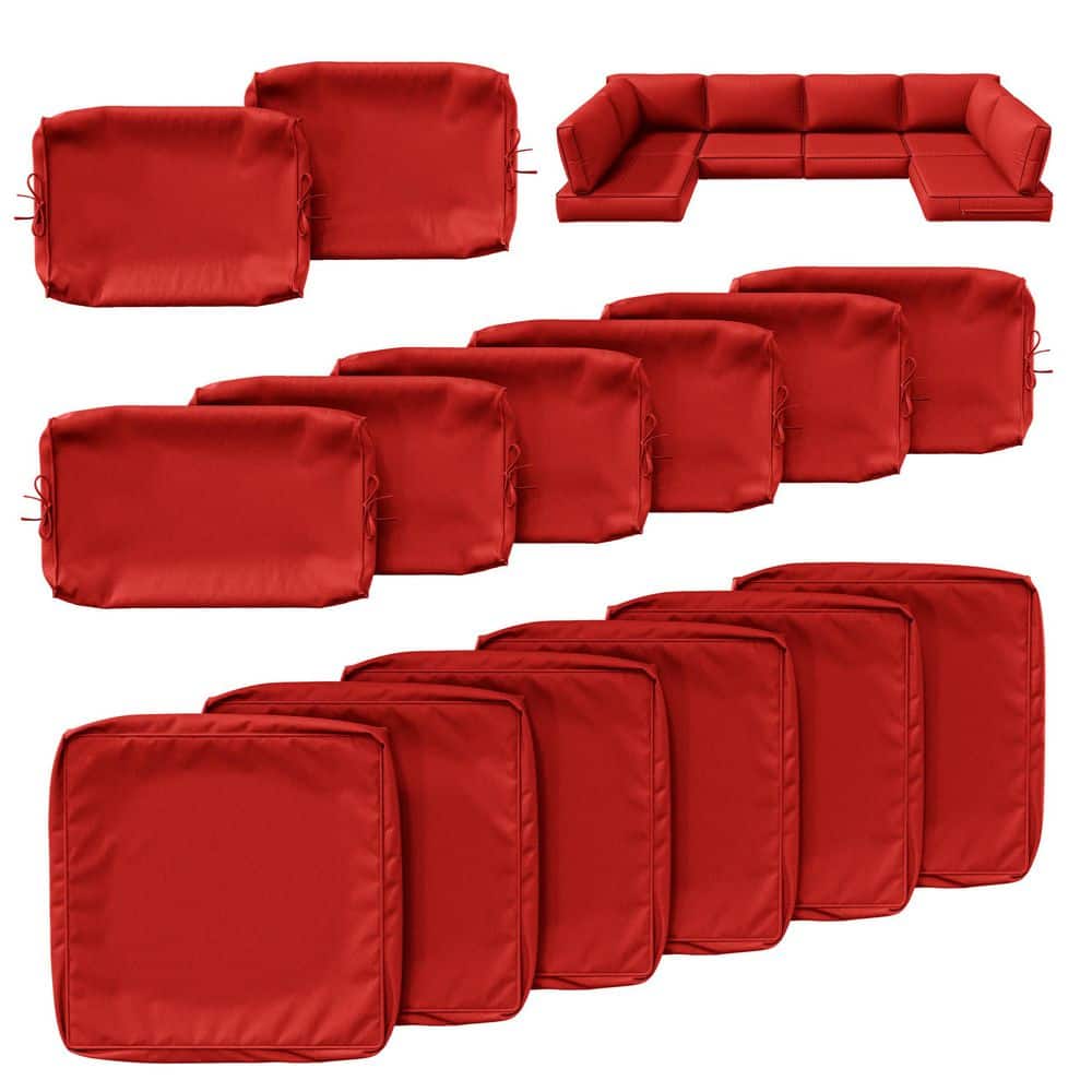 Kimunuk 14-Piece 25.5 in. Outdoor Cushion Covers Red 14-Covers-Red
