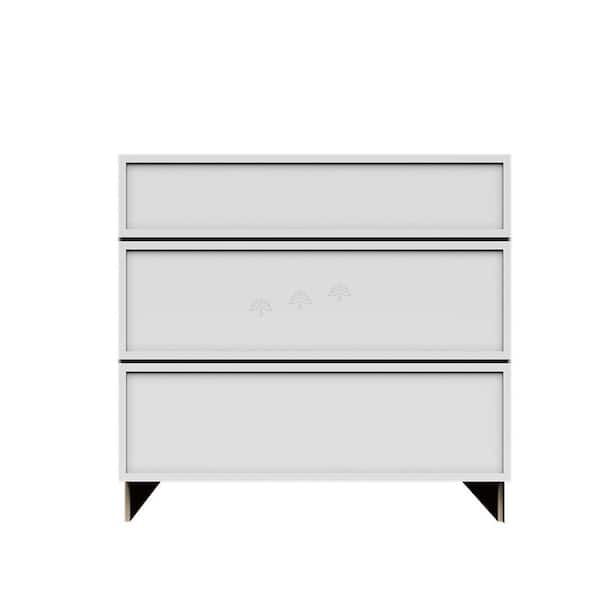Slim Shaker Assembled 36 in. W x 34.5 in. H x 24 in. D 3-Drawer Kitchen Cabinet in White
