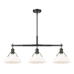 Orwell 100-Watt 3-Light Matte Black and Opal Glass Linear Pendant Light