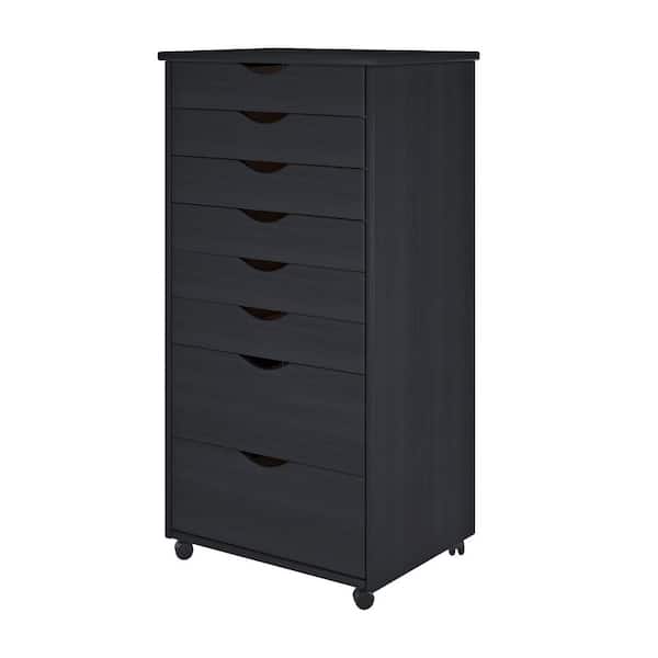 Jela-USA Black Pine 6+2 Drawer Wide Roll Cart