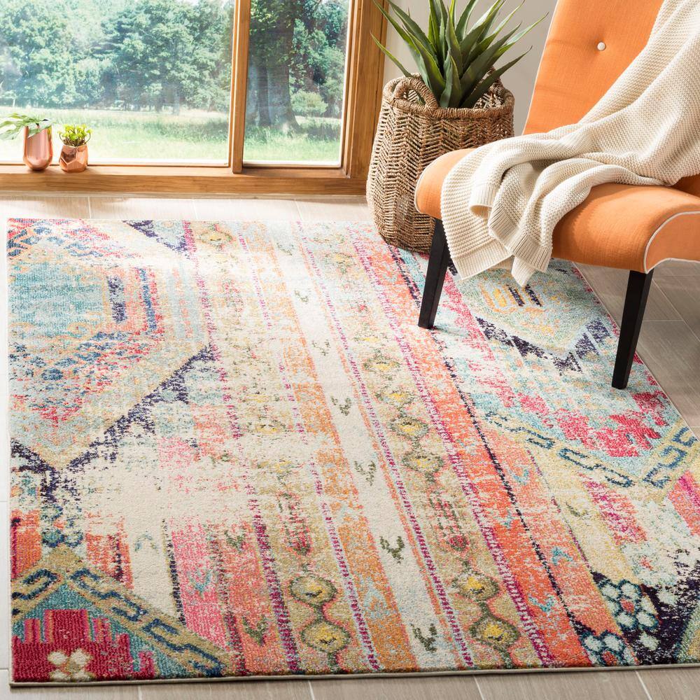 Monaco Multi-Colored Synthetic Square Area Rug, 4'x4'