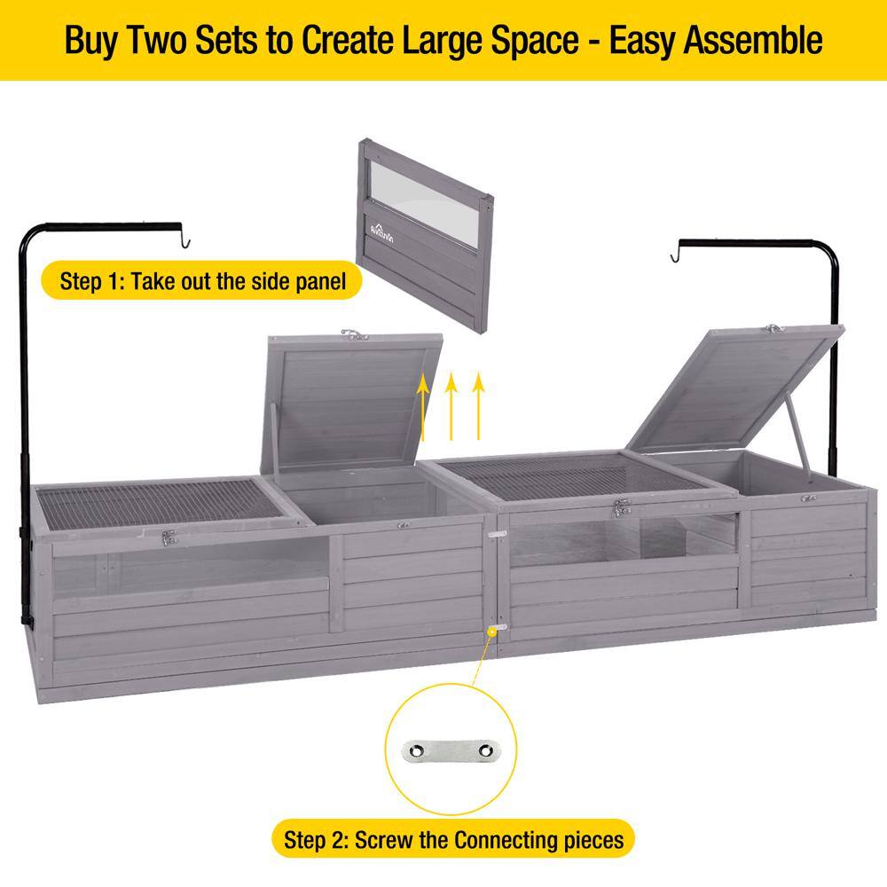 Large Gray Wooden Tortoise Habitat with Acrylic Sides