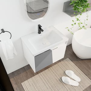 Anky 27.8 in. W x 18.5 in. D x 20.7 in. H Single Sink Bath Vanity in White with White Ceramic Top