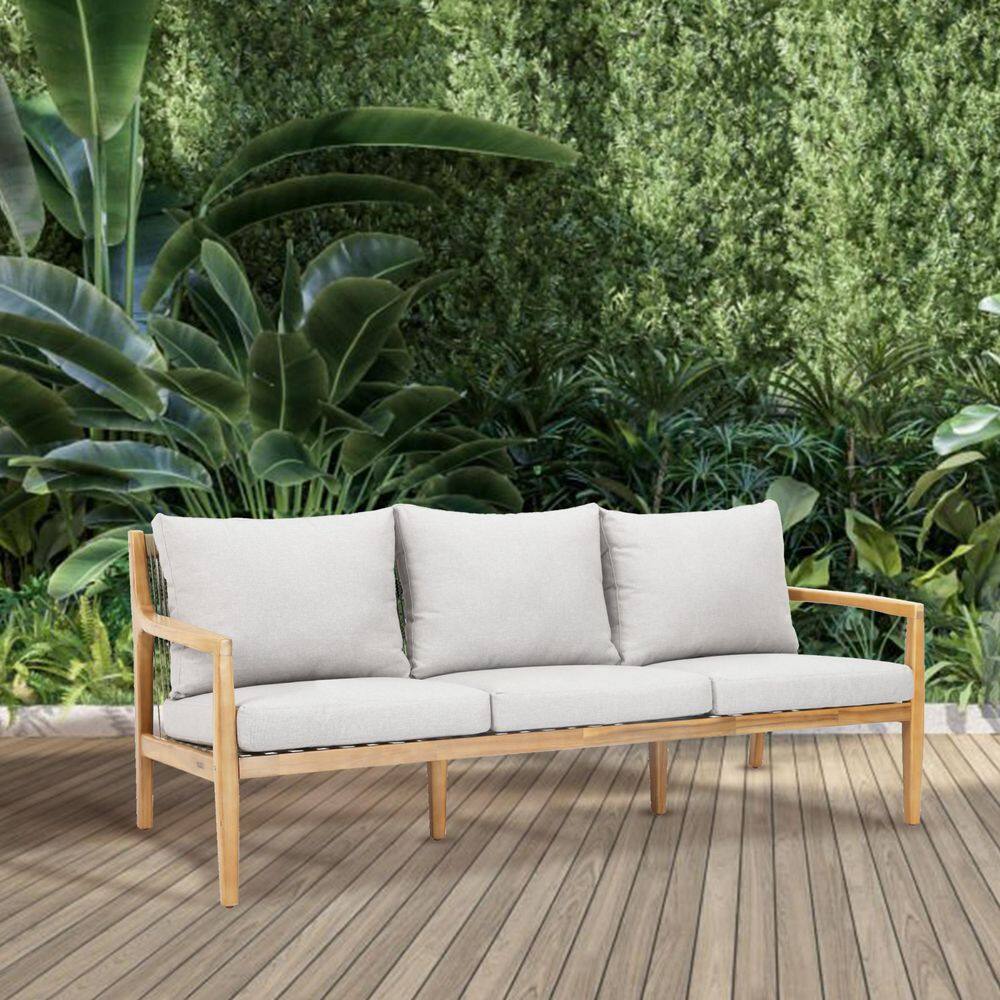 moda furnishings Spring Arcacia Wood Patio Outdoor Couch with Gray