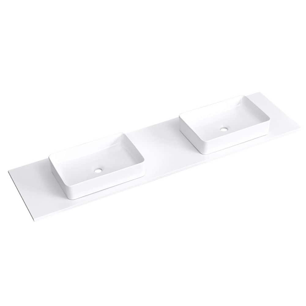 72 in. W x 19.48 in. D Quartz Vanity Top with Dual Rectangular Vessel Sink in Super White price history on PriceWatchPro