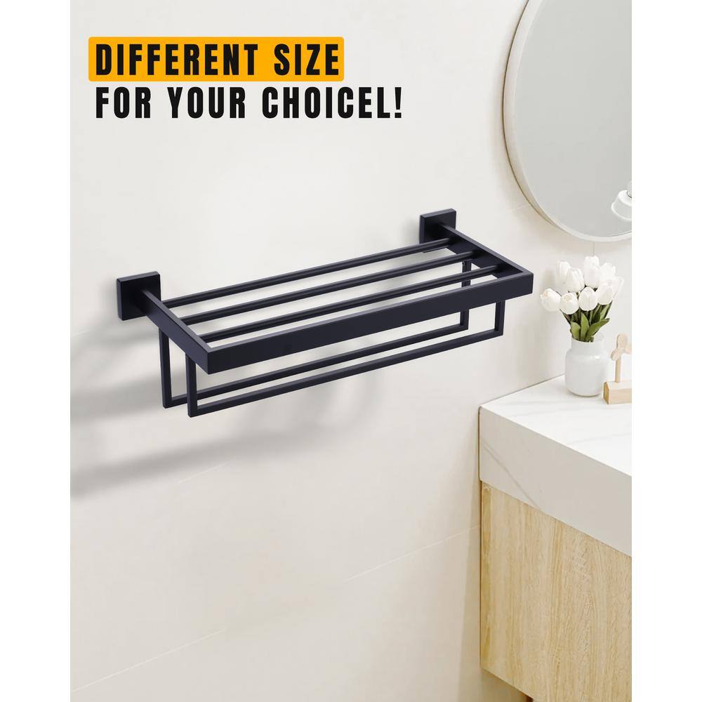 Matte Black 20 Inch Stainless Steel Wall Mounted Towel Rack