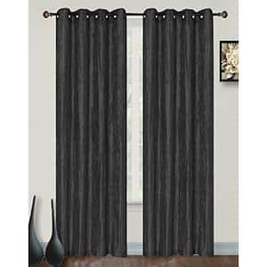 Verona Crushed Taffeta Grommet Window Panel, 55 x 84-Inch, Black