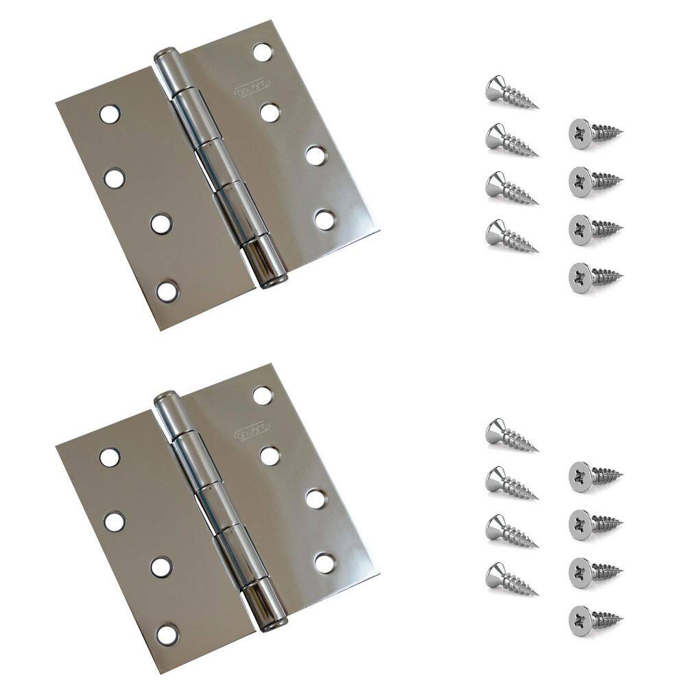 4 in. x 4 in. Polished Chrome Full Mortise Butt Hinge with Removable Pin (2-Pack) price history on PriceWatchPro