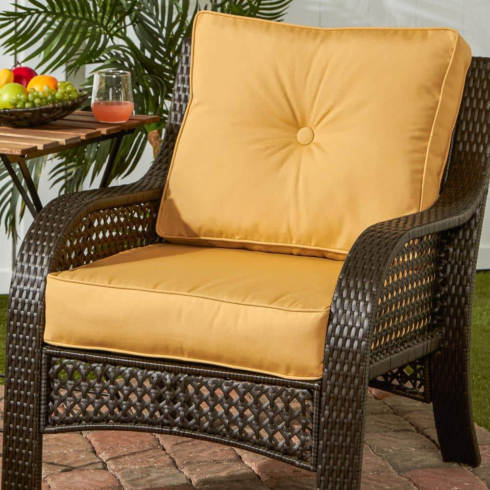 Wheat Yellow Sunbrella Fabric 2-Piece Deep Seat Cushion Set