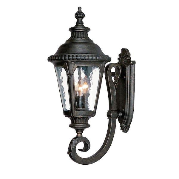 Acclaim Lighting Surrey Collection 3-Light Black Gold Outdoor Wall Lantern Sconce