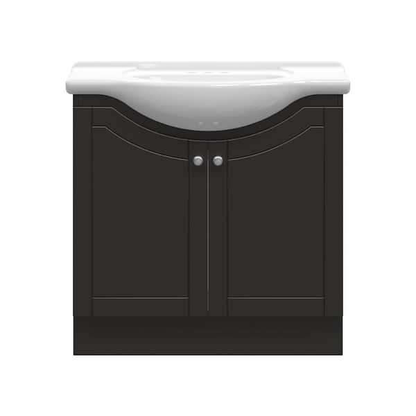 Glacier Bay Highmont 34 in. W x 17-1/8 in. D Vanity in Coffee Bean with Porcelain Vanity Top in Solid White with White Basin