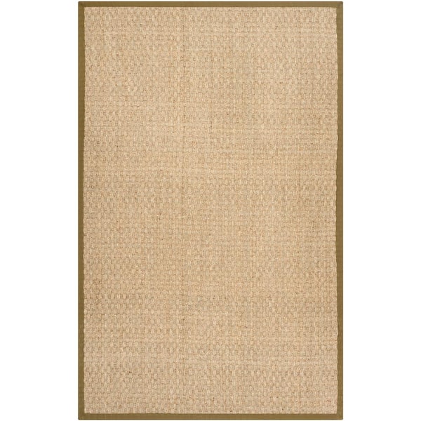 Natural Fiber Natural/Olive 5 ft. x 8 ft. Border Woven Area Rug