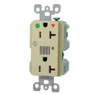 Decora Plus 20 Amp Hospital Grade Extra Heavy Duty Isolated Ground Duplex Surge Outlet with Audible Alarm, Ivory