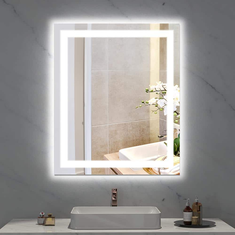 LED Frontlit Mirror Bathroom Mirror with Lights 3-Color Warm/Natural/White  High Lumens, Anti-Fog & Dimmer Wall Mounted Lighted Vanity Makeup  Mirror(Vertical/Horizontal) – Keonjinn