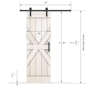 Mid X Series 28 in. x 84 in. Fully Set Up White Finished Pine Wood Sliding Barn Door With Hardware Kit