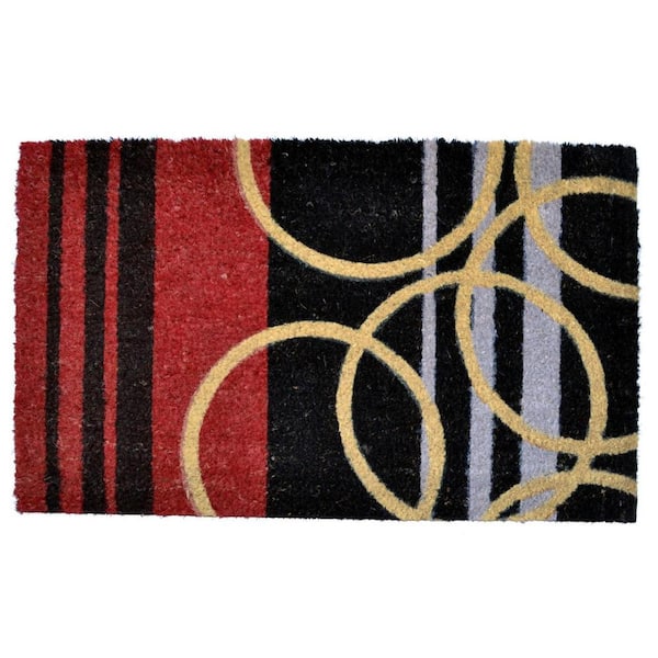 Home Threads Doormat HomeRoots Multi-Colored 30 in. x 18 in. Coir Non-Slip Indoor/Outdoor ...