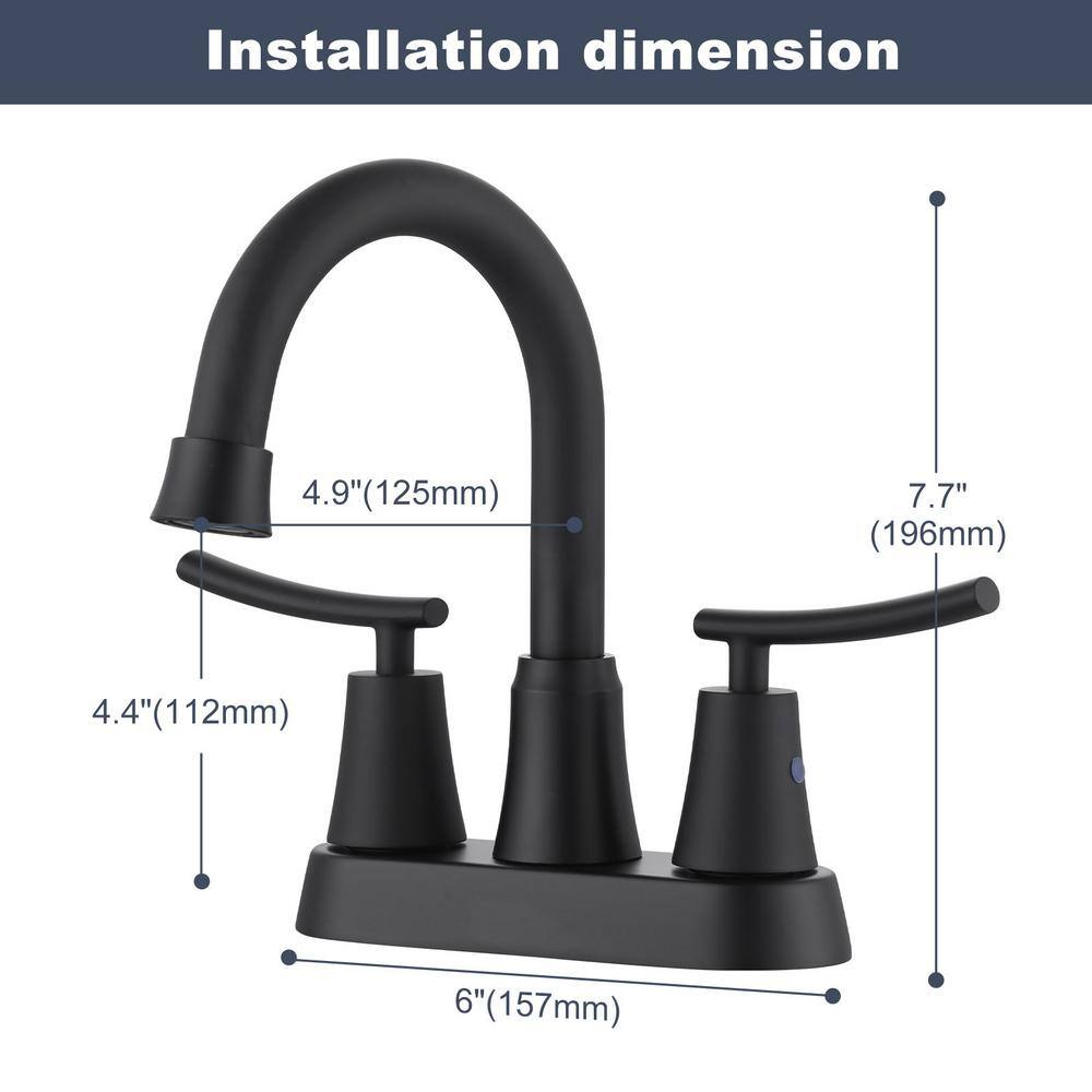 Matte Black Double Handle High Arc Bathroom Faucet