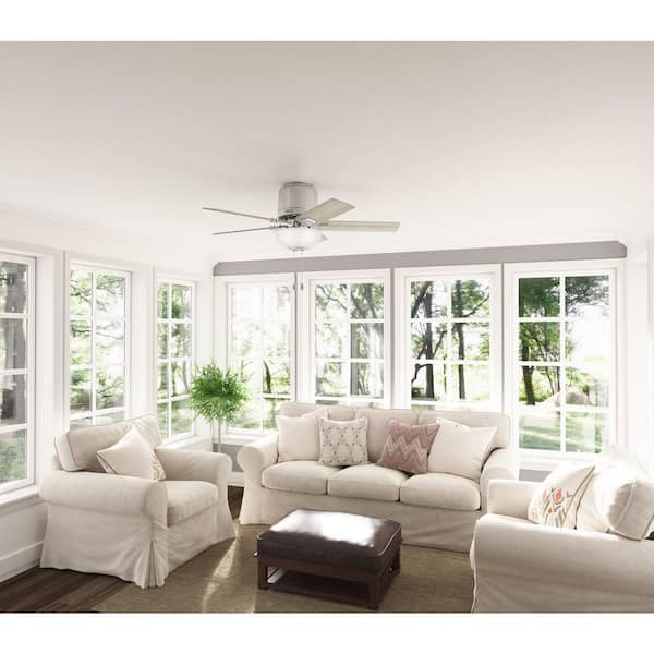 Hunter - Fitzgerald 44 in. Indoor Brushed Nickel Ceiling Fan with Light Kit Included