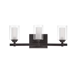 Celeste 19.5 in. 3-Light Espresso Finish Vanity Light with Clear Glass Shade