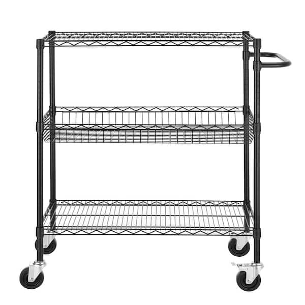 Excel 36 in. W x 45 in. H x 18 in. D Heavy Duty Commercial Grade 0-Drawer Wire Shelving Utility Cart in Black