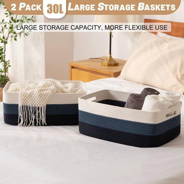 Gradient Blue 17.7 in. x 7.8 in. Cotton Woven Rope Decorative