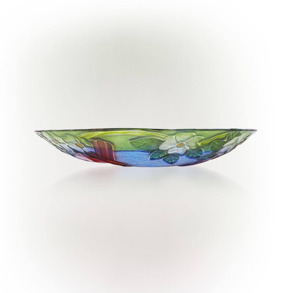 18" Multicolor Glass Bird Bath with Stand