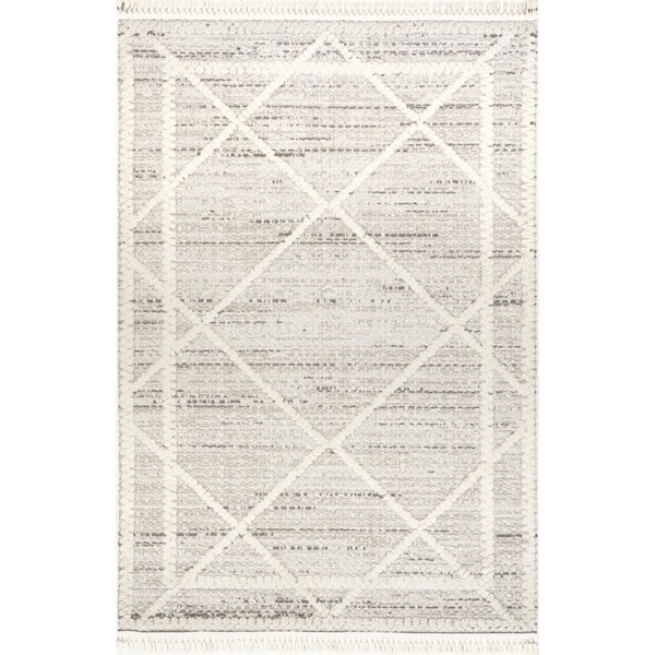 nuLOOM Dazi Beige 5 ft. x 8 ft. Moroccan Tasseled Area Rug