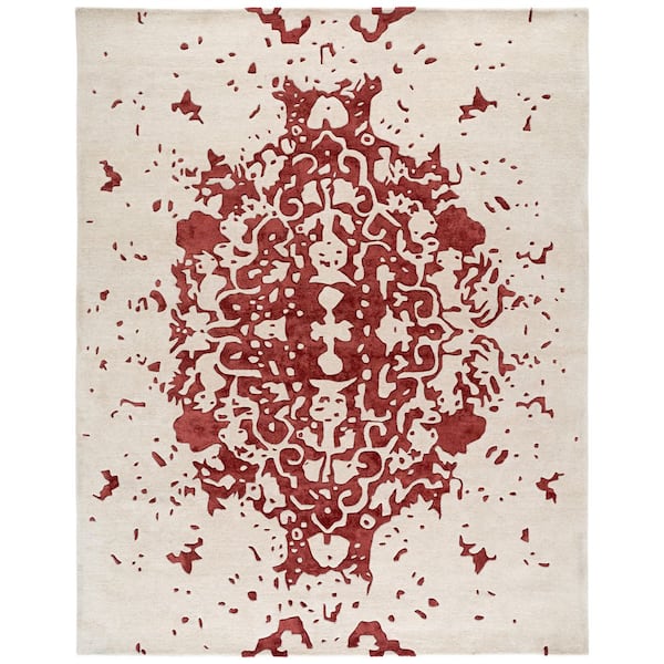 Fifth Avenue 8 ft. x 10 ft. Red/Blue Splash Medallion Area Rug