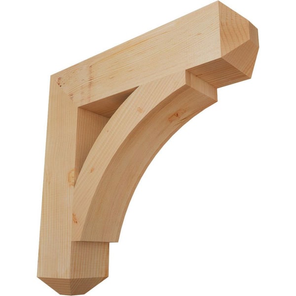 Ekena Millwork 5.5 in. x 28 in. x 28 in. Douglas Fir Thorton Craftsman Smooth Bracket