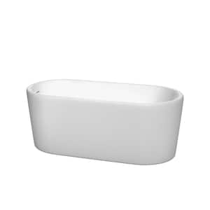 Ursula 59 in. Acrylic Flatbottom Bathtub in White with Shiny White Trim