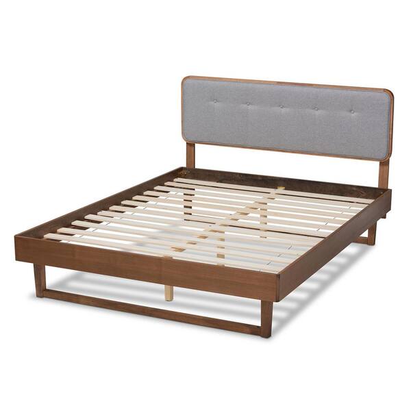 Baxton Studio Natalia Mid-Century Modern Light Grey Fabric Upholstered and Ash Walnut Finished Wood King Size Platform Bed Baxton Studio Natalia Mid-Century Modern Light Grey Fabric Upholstered and Ash Walnut Finished Wood King Size Platform Bed