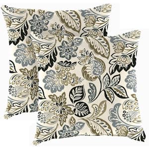 18 in. L x 18 in. W x 4 in. T Outdoor Throw Pillow in Dailey Pewter (2-Pack)