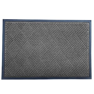 Indoor Outdoor Doormat Black 36 in. x 60 in. Chevron Floor Mat