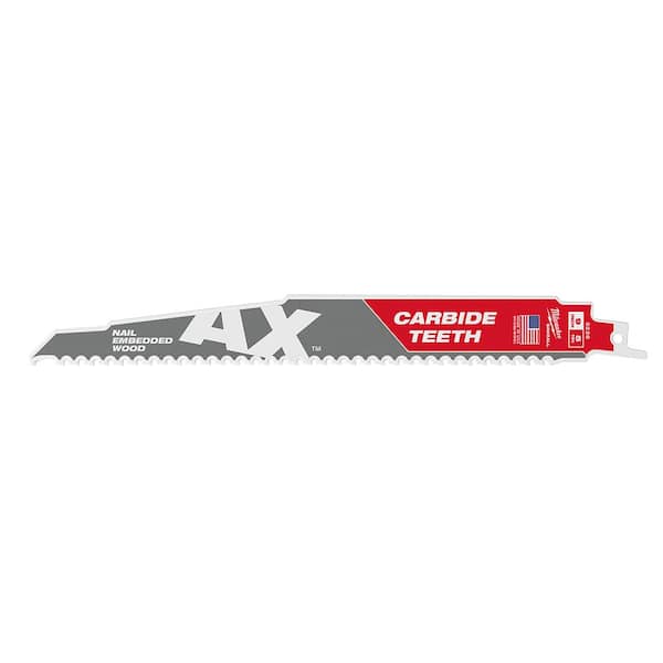 Milwaukee 9 in. 5 TPI AX Nail-Embedded Wood Cutting SAWZALL Reciprocating  Saw Blades (5-Pack) 48-00-5026S - The Home Depot