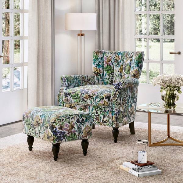 floral chair and ottoman set