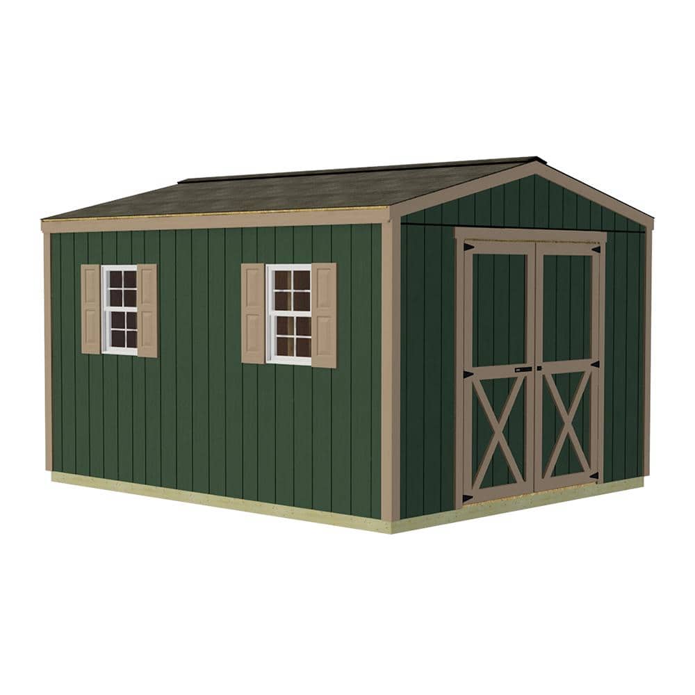 Elm 10' x 12' Gray Wood Storage Shed Kit with Windows