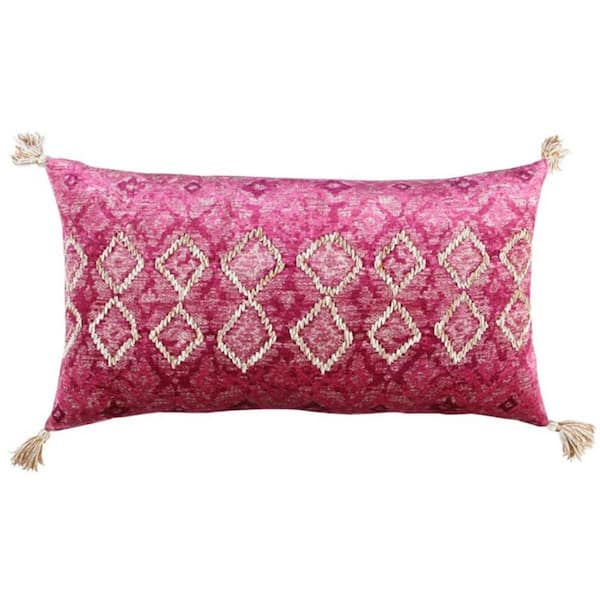 HomeRoots Pink Solid Polyester 14 in. x 26 in. Throw Pillow