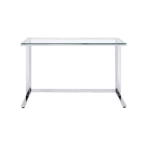 47 in. Clear Glass and Chrome Writing Desk