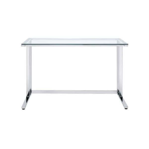 Unbranded 47 in. Clear Glass and Chrome Writing Desk