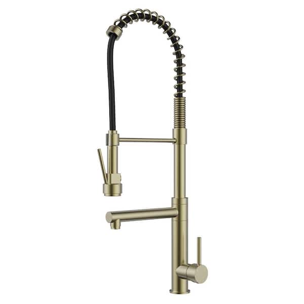 HOMLUX Single-Handle Pull-Down Sprayer Kitchen Faucet and Pot Filler in Brushed Gold