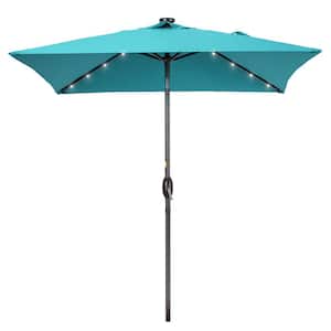 6.5 ft. x 6.5 ft. LED Square Patio Market Umbrella with UPF50+, Tilt Function and Wind-Resistant Design, Lake Blue