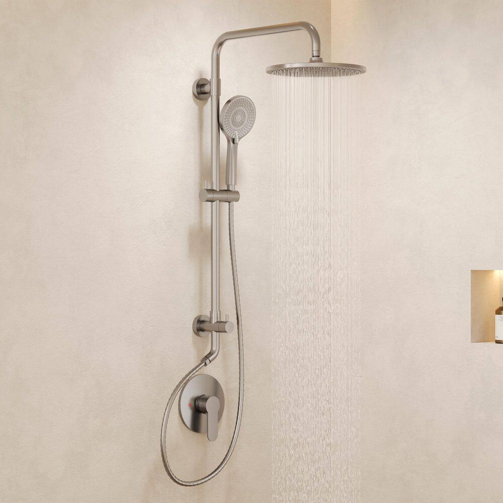 2-Spray Round High Pressure Wall Bar Shower Kit with 3-Spray Hand Shower in Brushed Nickel (Valve Included) price history on PriceWatchPro